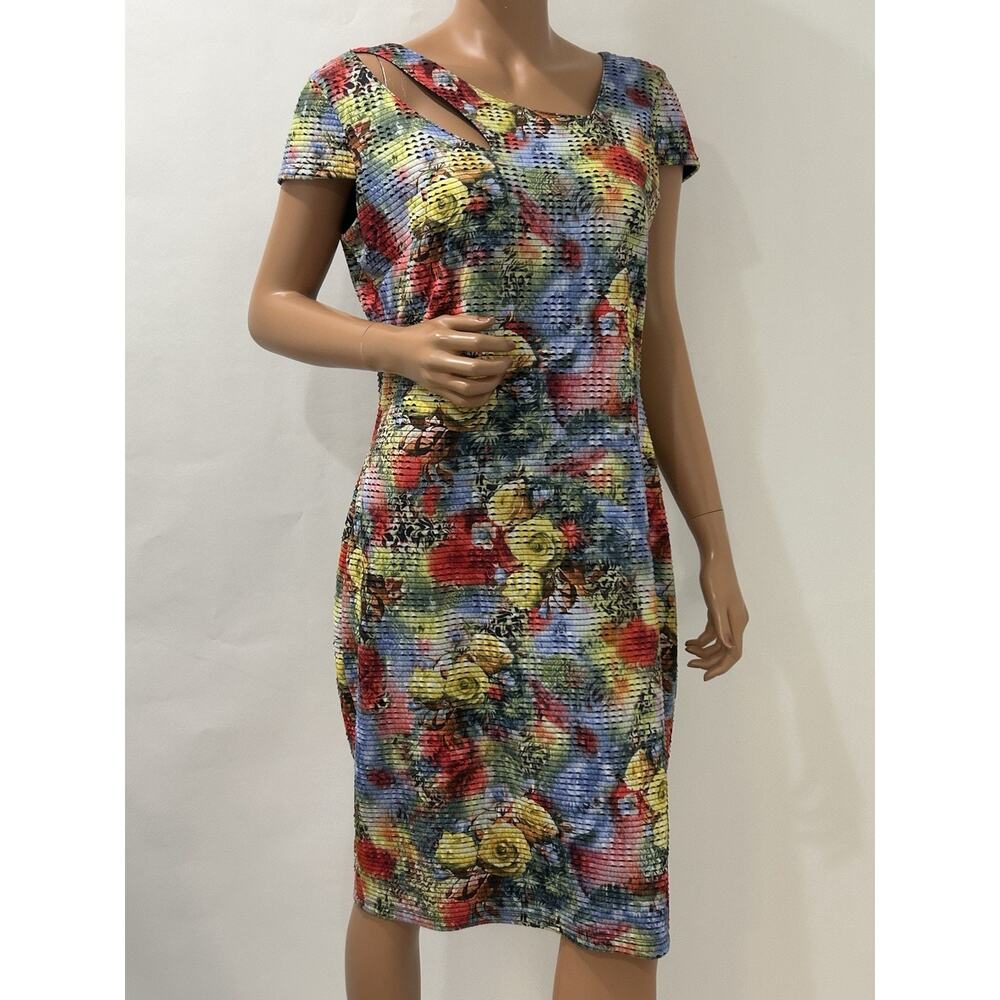 joseph ribkoff dress size 14 sheath style multiple color floral